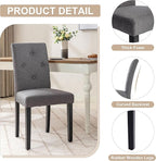 VECELO Upholstered Dining Chairs Set of 4, Modern Fabric and Solid Wood Legs &High Back for Kitchen,Living Room- Dark Gray