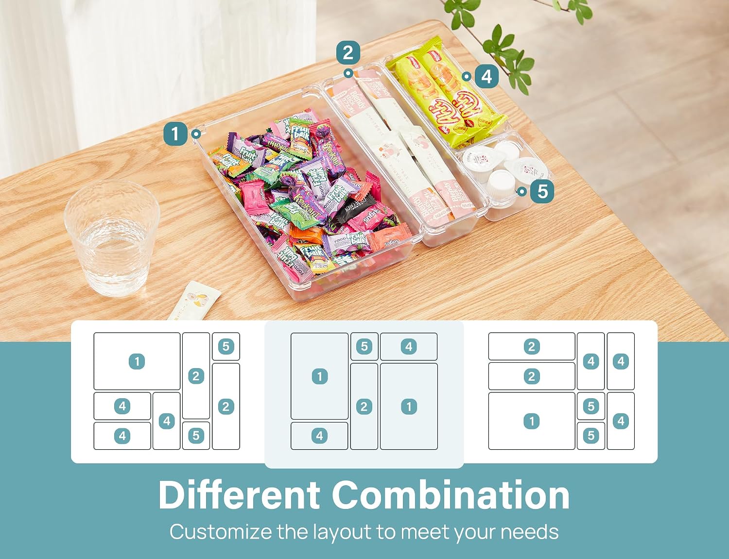 Kootek 28Pcs Drawer Organizer Set, 4-Size Bathroom Tray Makeup Desk Divider | Clear Plastic, Multi-Use Individual Storage Organizers, Customize layouts, Easy to Clean, for Bathroom Office Dresser Bedroom