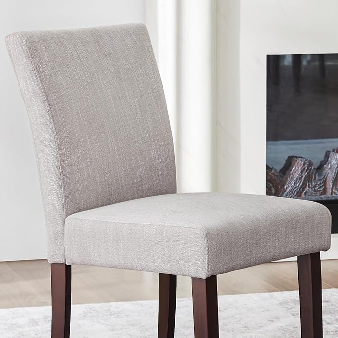 Watson & Whitely Upholstered Kitchen & Dining Room Chairs with Low Back, Performance Fabric Dining Chairs Set of 2, Modern Armless Dining Chairs with Solid Wood Legs, Gray