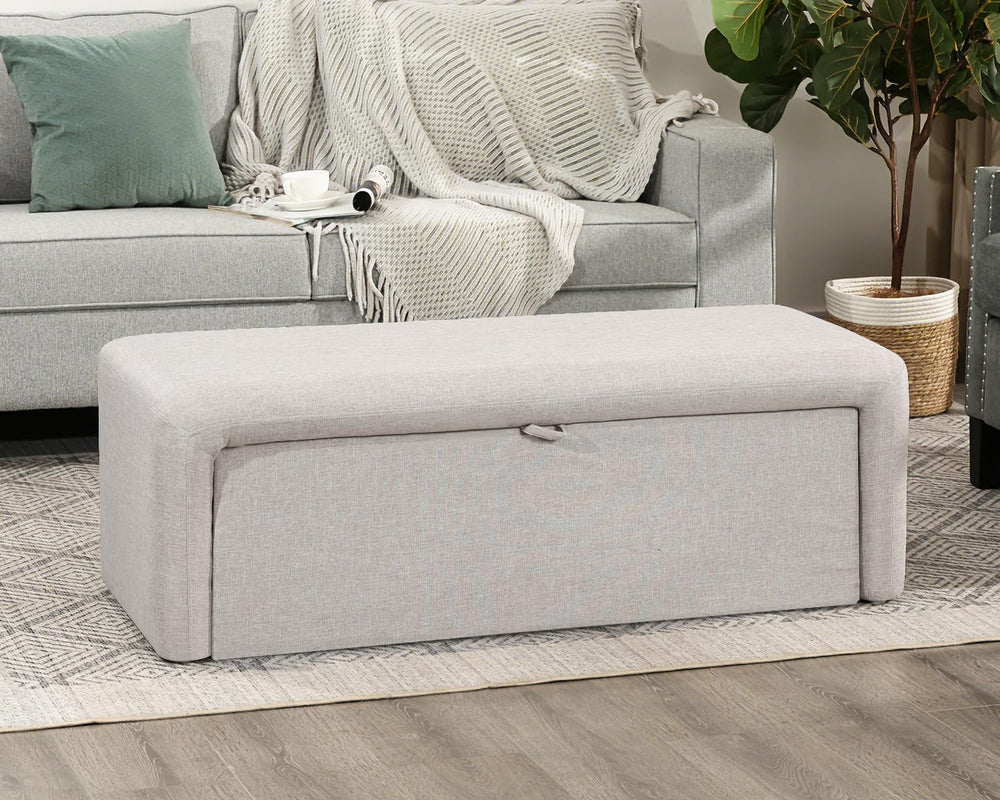 Homebeez 48" Storage Ottoman Bench with Side Opening, Large Ottoman with...