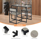 GIANTEX Bar Table Set 3-Piece Dining Table with 2 Chairs, Dining Room Set, Small Kitchen Table Set for 2 People, Dining Room Table, Bistro Table Set, Kitchen Bar Seating Set (Grey)