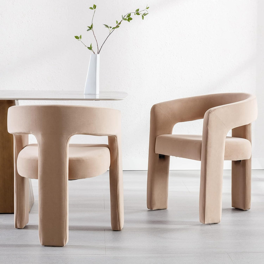 RIVOVA Modern Barrel Dining Chairs Set of 2 Upholstered Velvet Accent Side Ch...