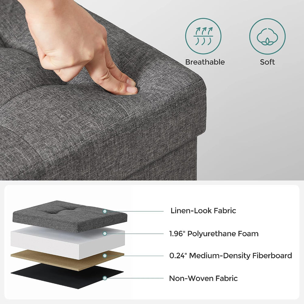 SONGMICS Storage Ottoman, Small Foot Rest, 15 x 15 x 15.7 Inches | Foot Stool...