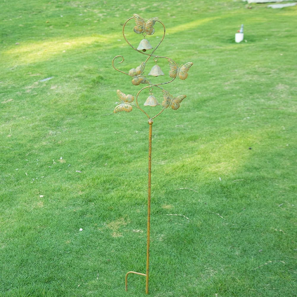 Butterflies Metal Garden Decor,Outdoor Decorative Garden Stakes with Bells