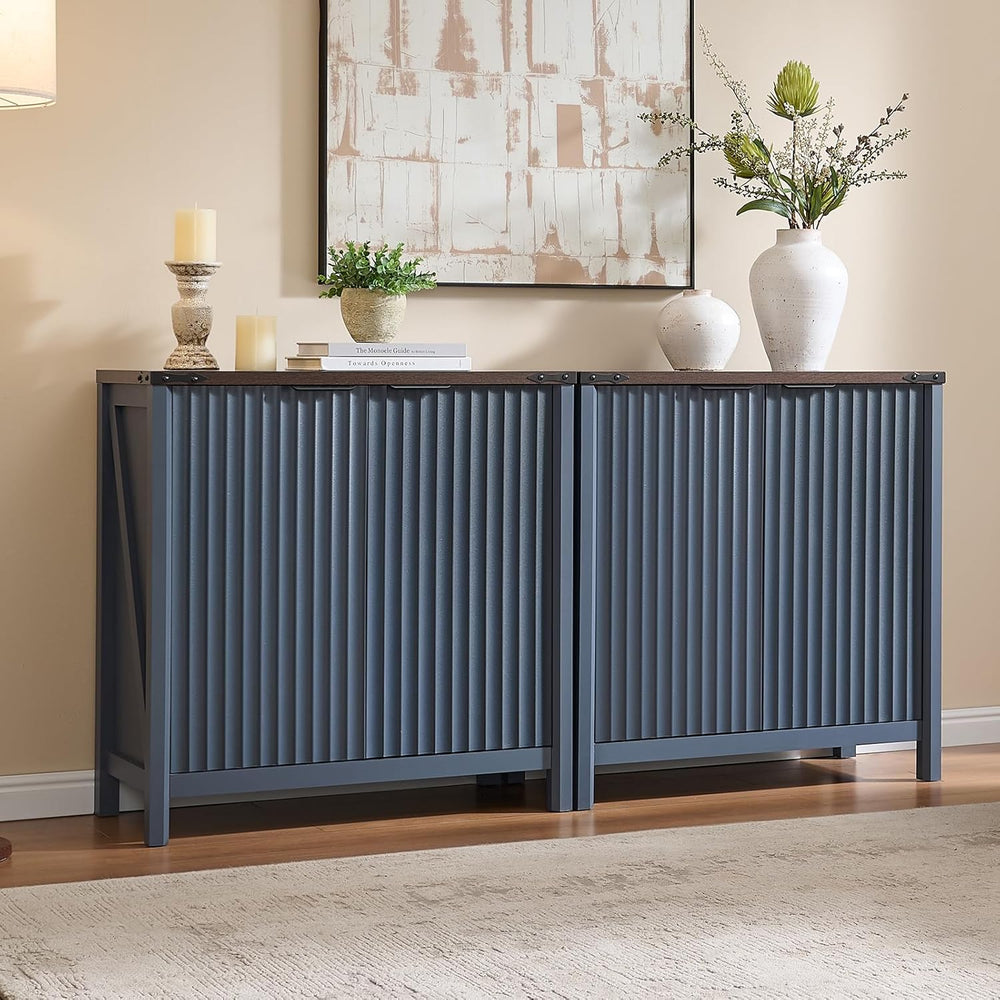 BuildHom 32" Sideboard Buffet Cabinet with Storage, Fluted Accent Storag...