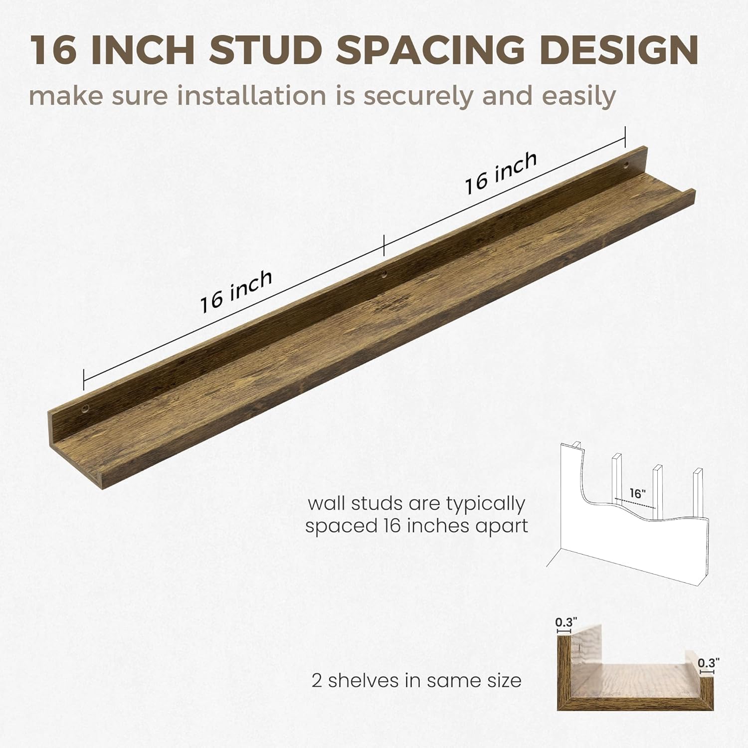 Axeman Floating Shelves for Wall - Picture Ledge Shelf Set of 2-36 Inch Floating Shelves with Lip - Picture Shelf for Wall with Ledge - Photo Ledge Shelves for Pictures Nursery Books