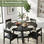 knoworld Round Dining Table for 4-6 with Storage Shelf, Kitchen & Dining Room Circle Pedestal Table, Heavy Duty Metal Frame & Wood Top