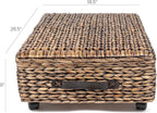 happimess BSK1006B 26.38" Chett Minimalist Hand-Woven Hyacinth/Wood Underbed Storage Bin with Wheels and Handles for Storage and Decoration in Bathroom, Bedroom,Closet,Entryway, Guest Room, Brown Wash