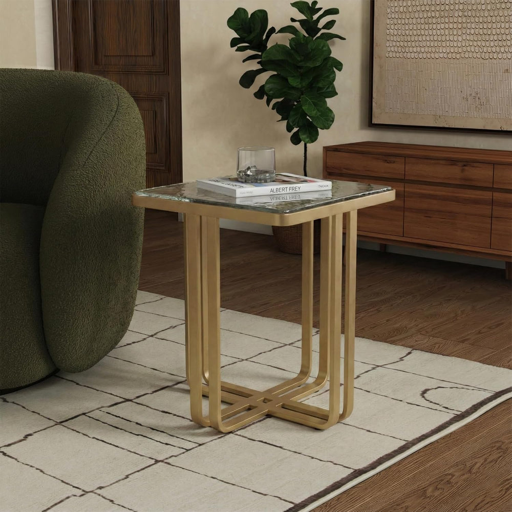 SAFAVIEH Couture Collection - Dominic Brass Stainless Steel Accent Table, Scu...