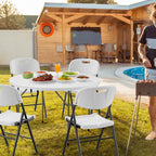 VINGLI White 48" Round Bi-Folding Commercial Table, 4 Feet Portable Plastic Dining Card Table for Kitchen or Outdoor Party Wedding Event, 1-Pack