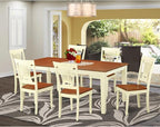 East West Furniture QUPL7-WHI-W 7 Piece Kitchen Table & Chairs Set Consist of a Rectangle Dining Room Table with Butterfly Leaf and 6 Solid Wood Seat Chairs, 40x78 Inch, Buttermilk & Cherry