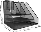 Hyuduo Office Desk Organizer, Black Iron Mesh 3 Tier Paper Letter Tray with 2 Pen Holders and File Rack Metal Structure for Office and Home Desk Organization