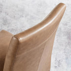 Watson & Whitely Upholstered Kitchen & Dining Room Chairs with Low Back, Faux Leather Armless Dining Chairs with Solid Wood Legs, Set of 2, Saddle Brown