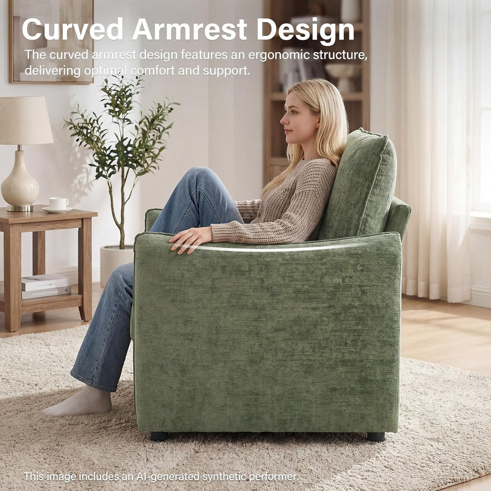 Elegant Oversized Accent Chair for Living Room, 42.1", Chenille, Green |...