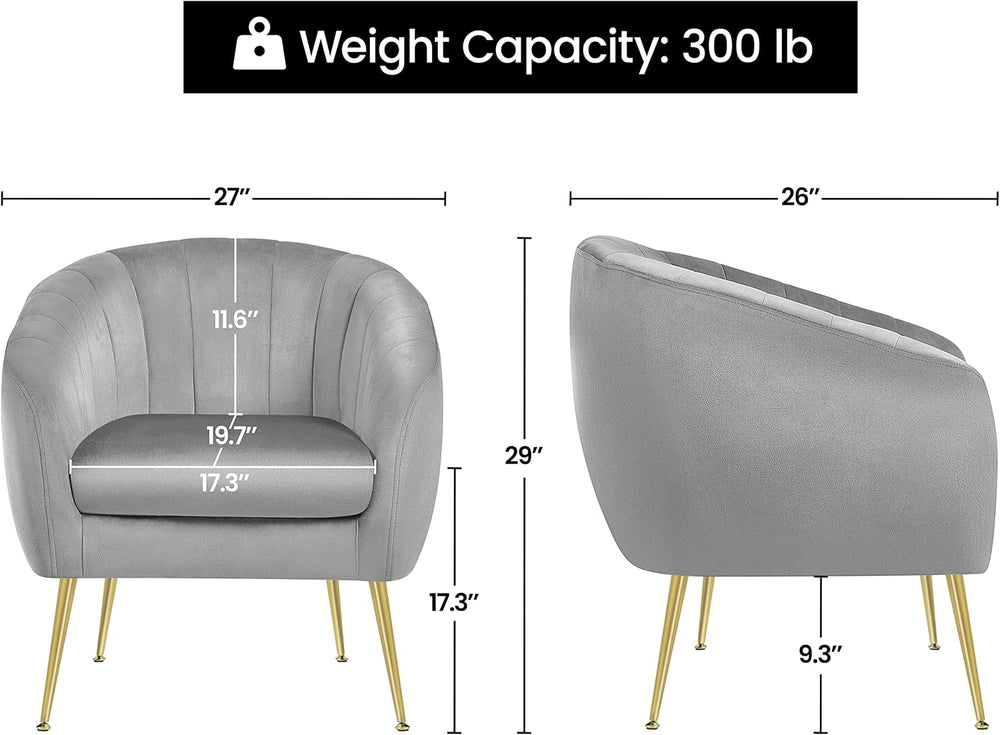 Yaheetech Barrel Accent Chairs Set of 2, Modern Cozy Vanity Chairs, Gray