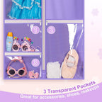 MISSLO Dance Garment Bags for Dancers 40" Garment Bags for Dance Costumes with 3 Pockets Cheer Uniform Garment Bag Hanging Kids Garment Bags for Competition, Travel, 3 Packs, Purple