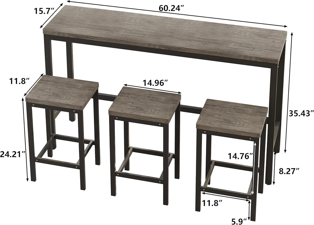 Merax Modern Design 4-Piece Counter Height Extra Long Dining Table Set with 3...