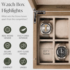 TAWBURY Luxury Wooden Watch Box for Men – Watch Organizer for Men | Watch Holder Organizer for Men | Mens Watch Case 6 Slot | Men Watch Box 6 Slot | Men Watch Storage Box | Small Watch Box Unisex