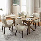 VKNOW Modern Dining Chairs Set of 4, Faux Leather Upholstered Dining Room Chair Kitchen Chairs, Farmhouse Dinner Chair for Kitchen Dining Room, Beige