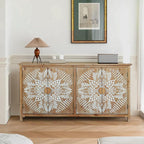 Vintage Rustic Accent Cabinet with 4 Doors, Modern Pantry Cabinet, for Entryway Living Dining Room Bedroom,for Kitchen Home