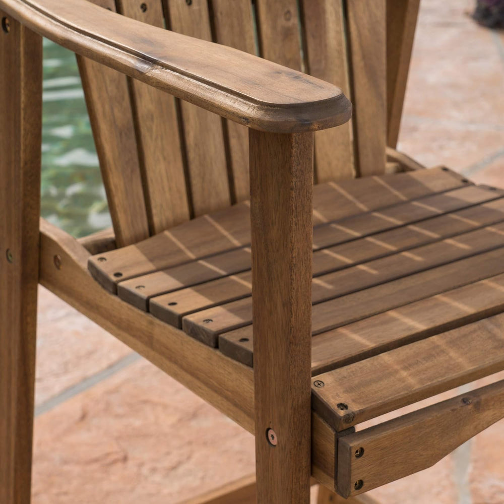 Great Deal Furniture Noble House Malibu Outdoor Acacia Wood Adirondack Barsto...