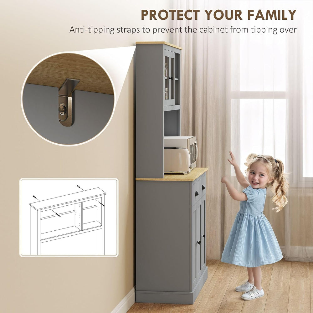 71-inch Modern freestanding Pantry Cabinet, Four Adjustable Shelves at Three ...