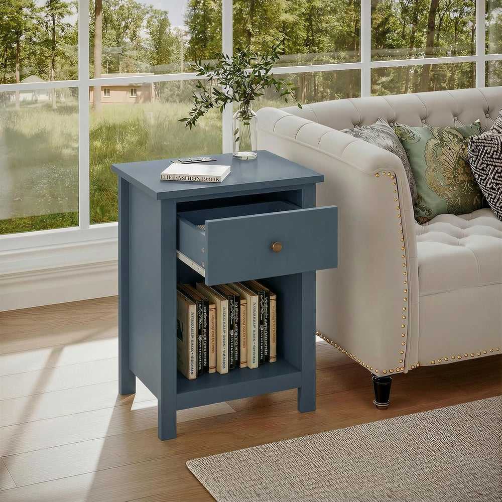 ChooChoo Farmhouse Nightstand with Charging Station Set of 2 | Wooden Top Bed...