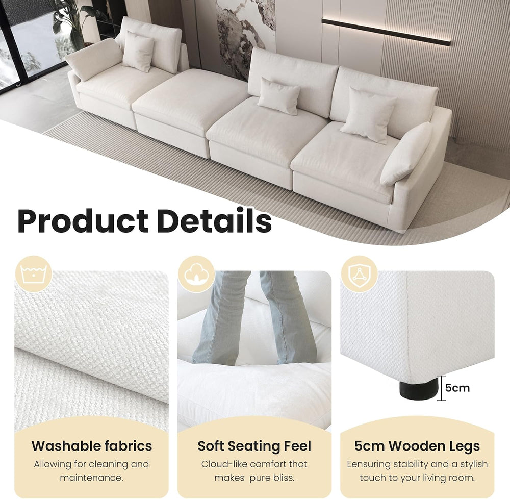Cloud Couch Modular Sectional Sofa,82.68" Oversized LoveSofa, Down Fille...