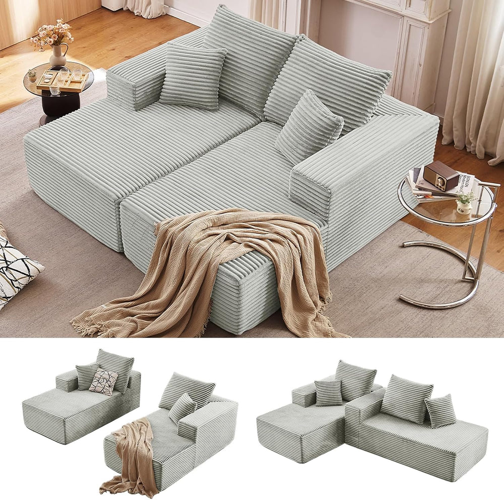75"Oversized Chaise Lounge Chair,Sectional Double Lounge Chaise with Pil...