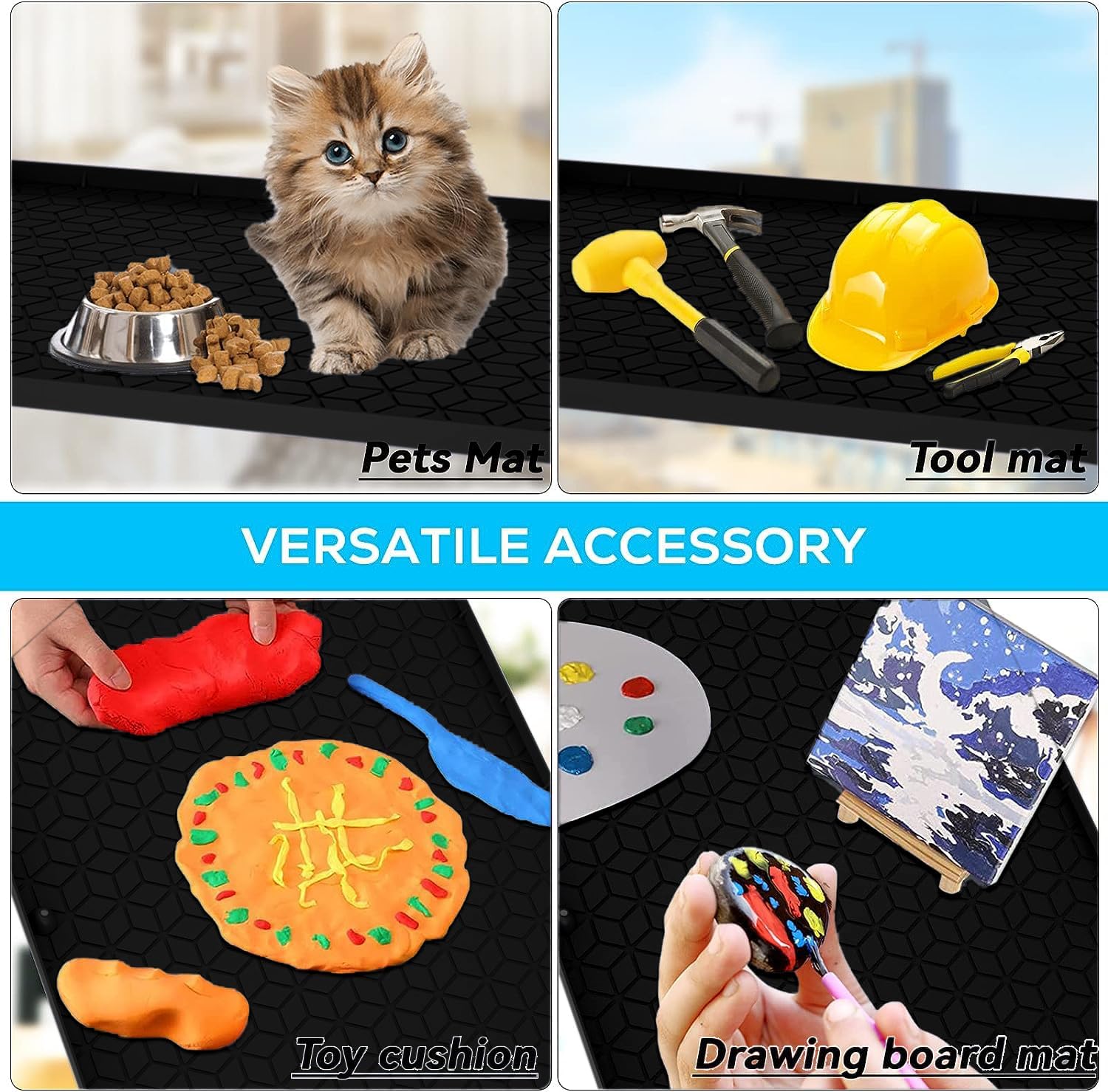 Under Sink Mat, 14"x22" Under Sink Mats for Kitchen, Silicone Waterproof Under Sink Liner, Sink Cabinet Organizer Tray with Drain Hole