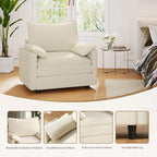 Vesgantti 40" Single Seat Sofa, Comfy Cloud Couch Deep Seat Upholstered Couch Chenille Modern Sofa with Armrest Pillow, Easy Assembly for Living Room, Bedroom and Apartment, Beige