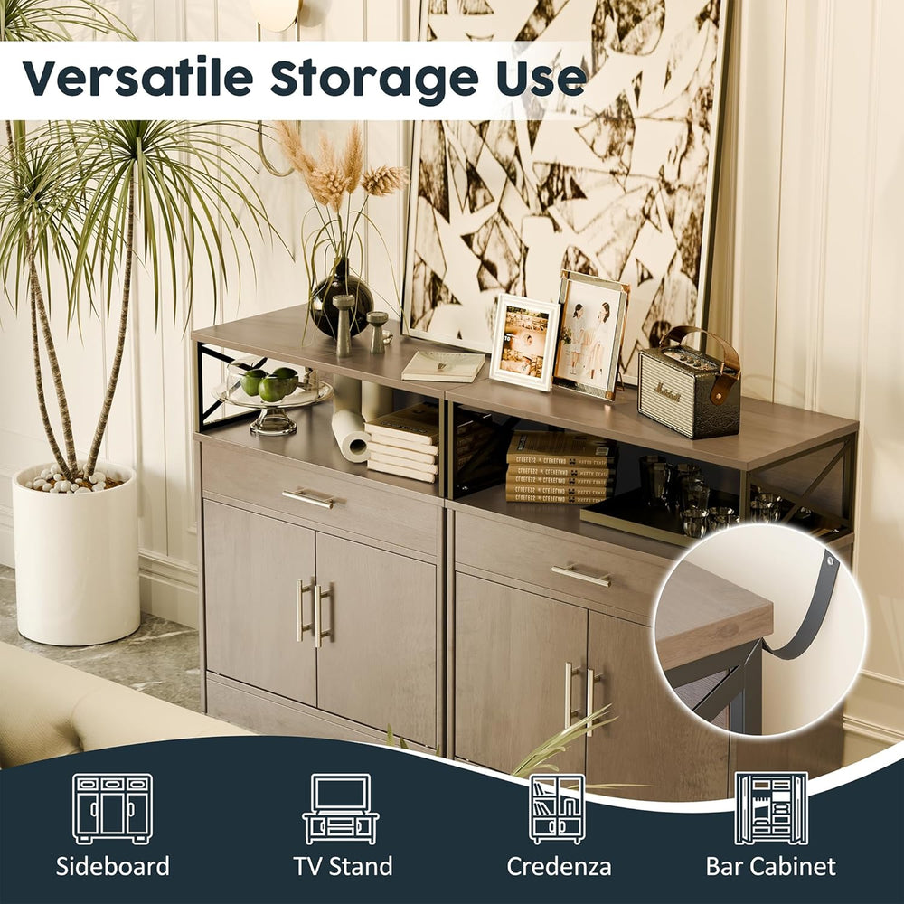 SUNLEI Kitchen Buffet Sideboard Cabinet, Storage Cabinets with 2 Doors and 1 ...