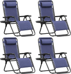 Homall Zero Gravity Chair Patio Folding Lawn Outdoor Lounge Gravity Camp Reclining Lounge Chair with Cup Holder Pillows for Poolside Backyard and Beach Set of 4 (Blue)