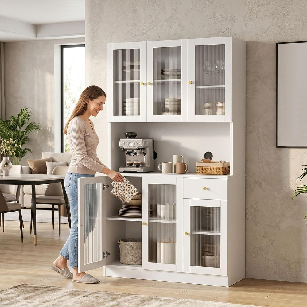 71" Kitchen Pantry Cabinet with Storage, Tall Kitchen Pantry Cabinet wit...