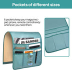 Teniux Remote Control Holder Faux Leather Armrest Organizer with 6 Pockets for Recliner Couch Sofa, Armchair Caddy for Smart Phone, Book, Magazines, Ipad, Remotes (Teal)