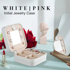 Parima Travel Jewelry Case - Ring, Necklace, Earring Organizer Box With Initial L in White