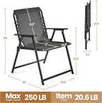 Yaheetech Patio Dining Chairs Set of 2 with Armrests and Backrests, Outdoor Texteline Folding Chairs All Weather for Garden, Lawn, Porch and Backyard, Dark Gray