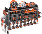 33" W Power Tool Organizer Wall Mount,4-Layer Heavy Duty Tool Storage with 10 Cordless Drill Holder,300 lb Capacity Garage Organization for Garage and Workshop,Black
