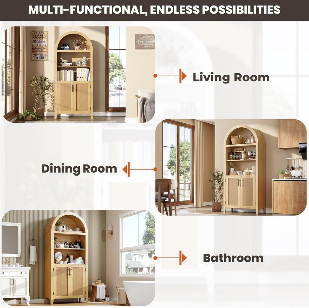 Garvee Arched Kitchen Pantry Storage Cabinet - 5-Tier Open Display Shelf with...