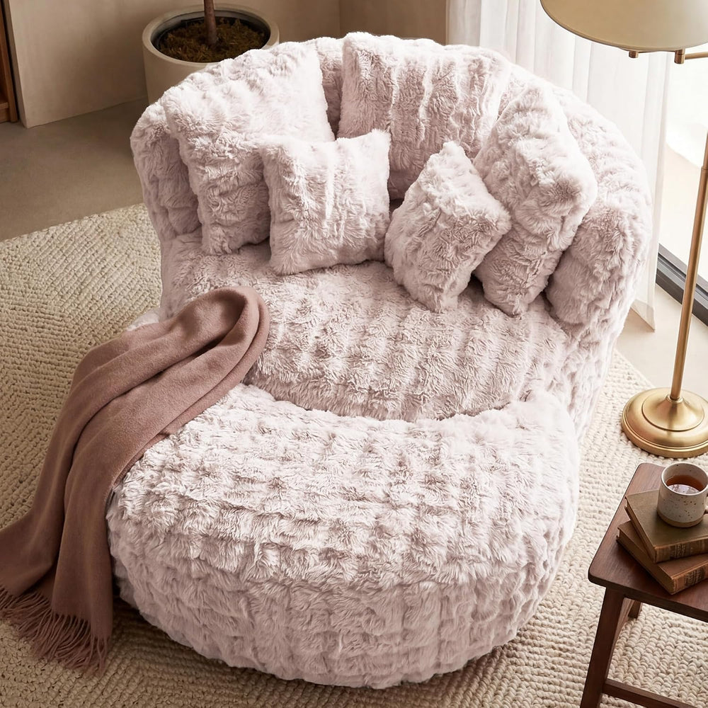 55" W x 75" D Oversized Chaise Lounge Chair Indoor with Ottoman,Pin...