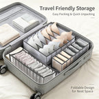 3 Pack Underwear Drawer Organizer - Foldable Fabric Storage Bins for Dresser & Closet, Sock and Bra Dividers, 3 Sizes for Bedroom Organization (Gray）