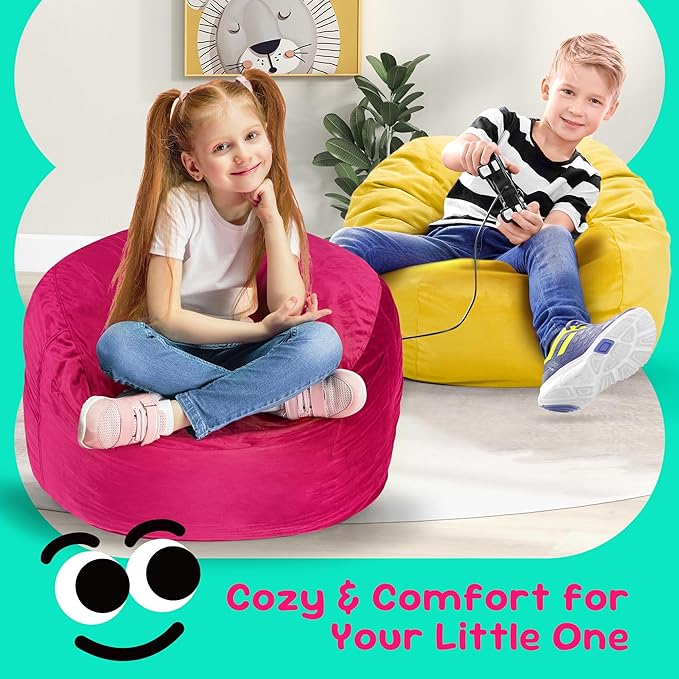 Hobestluk Bean Bag Chairs 2.5FT Bean Bag Chair with Memory Foam Filled & Machine Washable Cover,Beanbag Chair, Small Bean Bag Chairs for Playroom, Living Room, Bedroom
