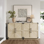 SICOTAS Large Modern Industrial Sideboard Buffet Cabinet with Storage Doors | Rustic Extra Wide Sideboard Buffet Cabinets, Accent Credenza Storage Cabinet with 6 Doors and Adjustable Shelves for Entryway
