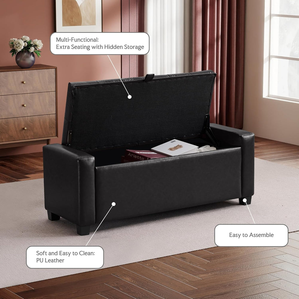 GRAINELL 42.13” Storage Ottoman Bench, Upholstered Tufted Bedroom Bench with ...