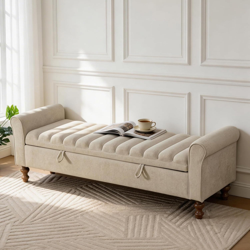 Aoiy & Wifon 65.55" W Large Storage Ottoman Bench, King Size End of ...