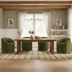Upholstered Dining Chairs with Casters, No Assembly Rolling Modern Dining Room Chairs with Hidden Storage & Barrel Backrest, Accent Chair for Bedroom, Living Room, Dressing, Green, Set of 4