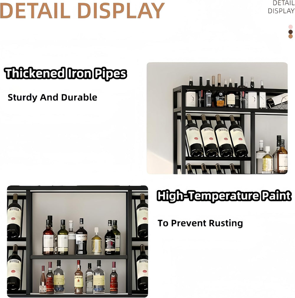 55 Inch Wine Rack Wall Mounted, 3-Tier Wall Bar Shelf with Glass Holder, Indu...