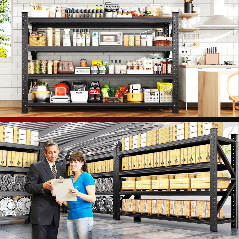 2 Pack 79" W Heavy Duty Storage Shelves, 4T Adjustable Garage Shelving U...