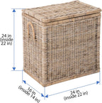 Kouboo Tall Rattan Storage Basket with Handles and Lid Wicker Trunk for Bedroom, Bathroom or any Room Natural Coastal Beach Style Decor 24 in. H x 24 in. W x 16 in. D - from