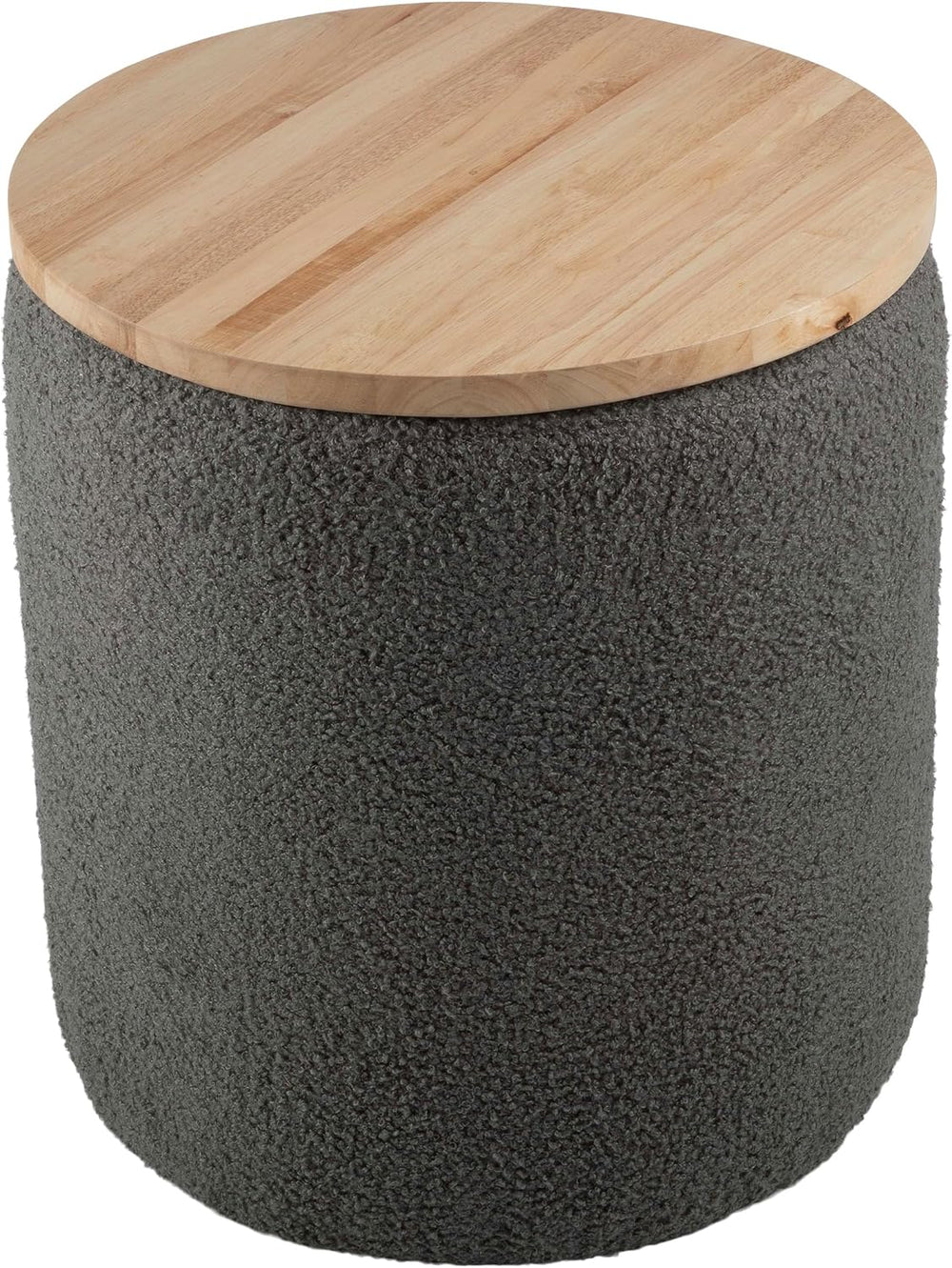 Storage Ottoman - Teddy Fabric Upholstered Ottoman with Wood Top for Living R...